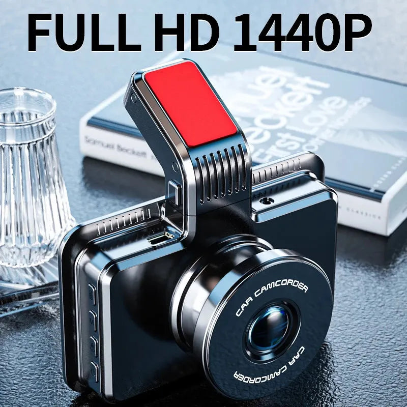 3-inch HD car DVR dashboard camera with dual lens recording system showing front and rear camera placement