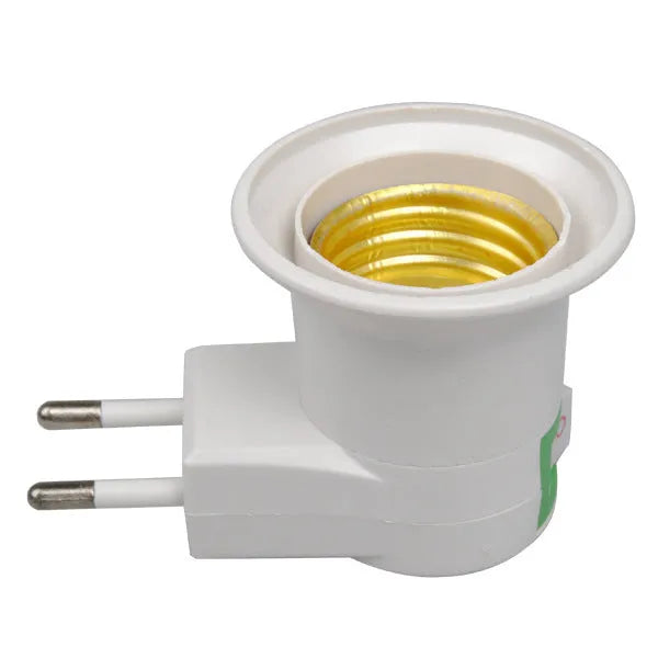 White E27 wall plug-in screw lamp holder with switch control for ceiling light conversion