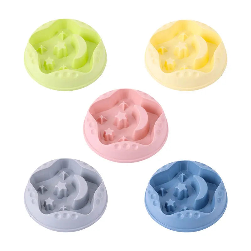 Blue Moon Star Wings pet slow feed bowl with raised centre and non-slip base.