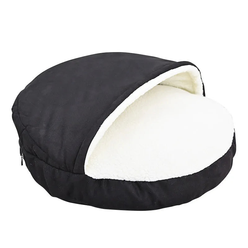 Brown cloth dog kennel with removable washable cover for small to medium dogs