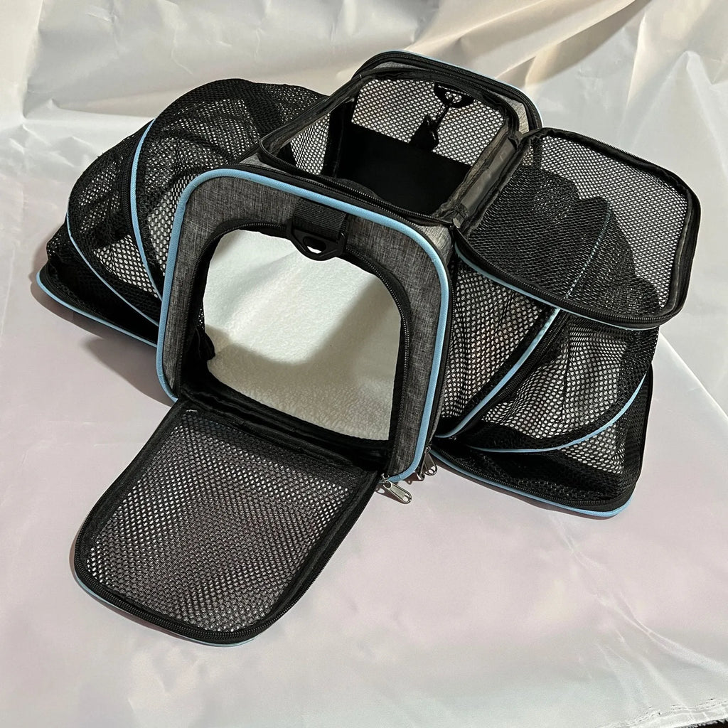 Cat carrier bag in 600D cation fabric shown in large and small size options