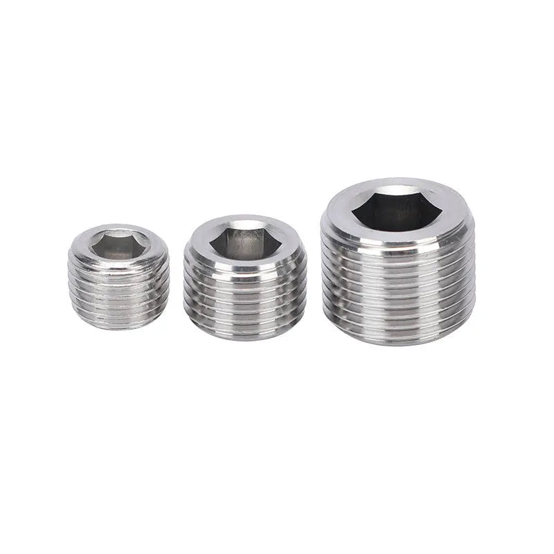 304 stainless steel hexagonal pipe plug with 3/8 inch thread for bulkhead fittings