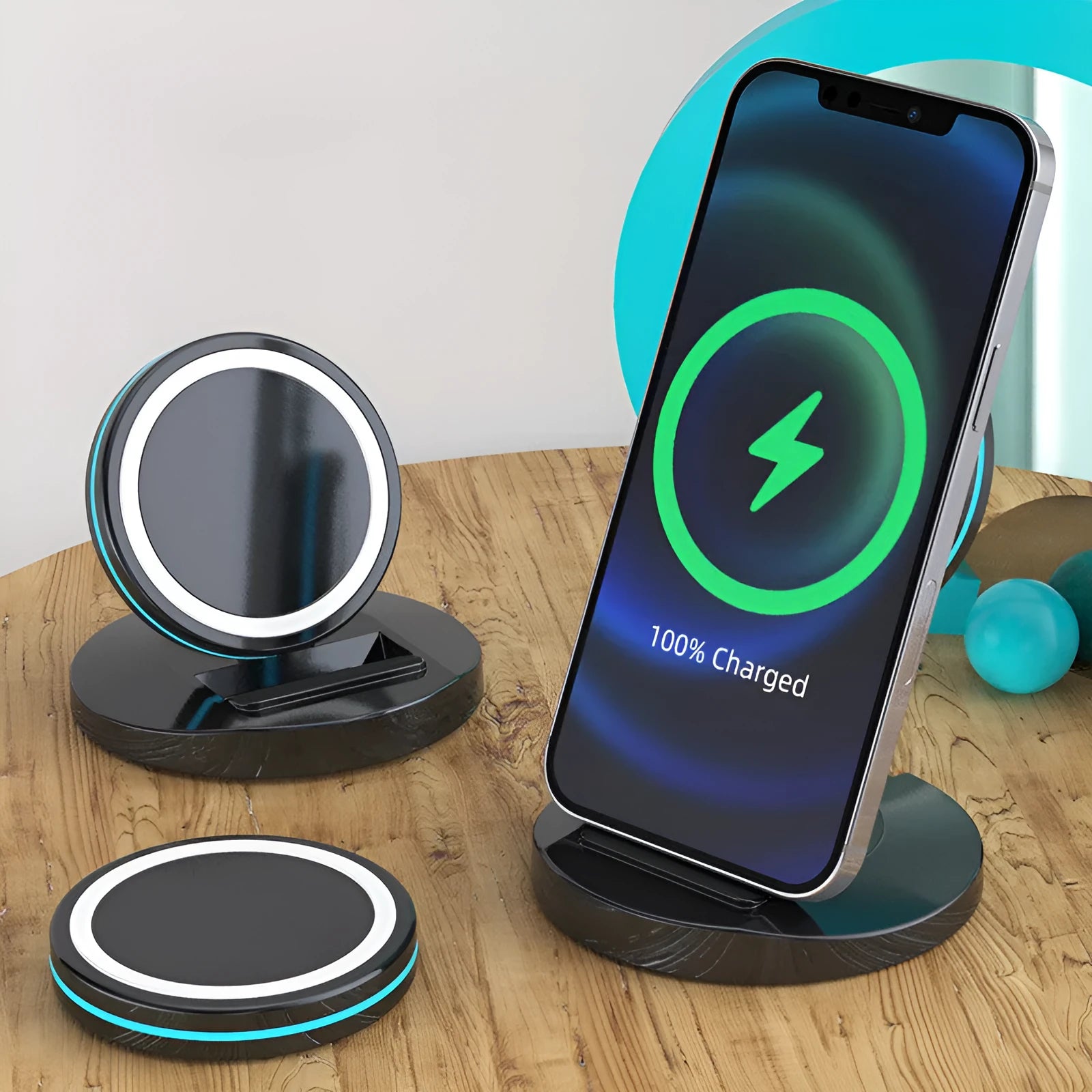 Magnetic 3-in-1 folding wireless charging stand for Apple MagSafe devices