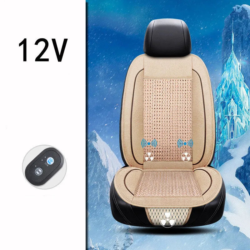 Black car ventilation seat cushion with massage function showing 60x60cm dimensions