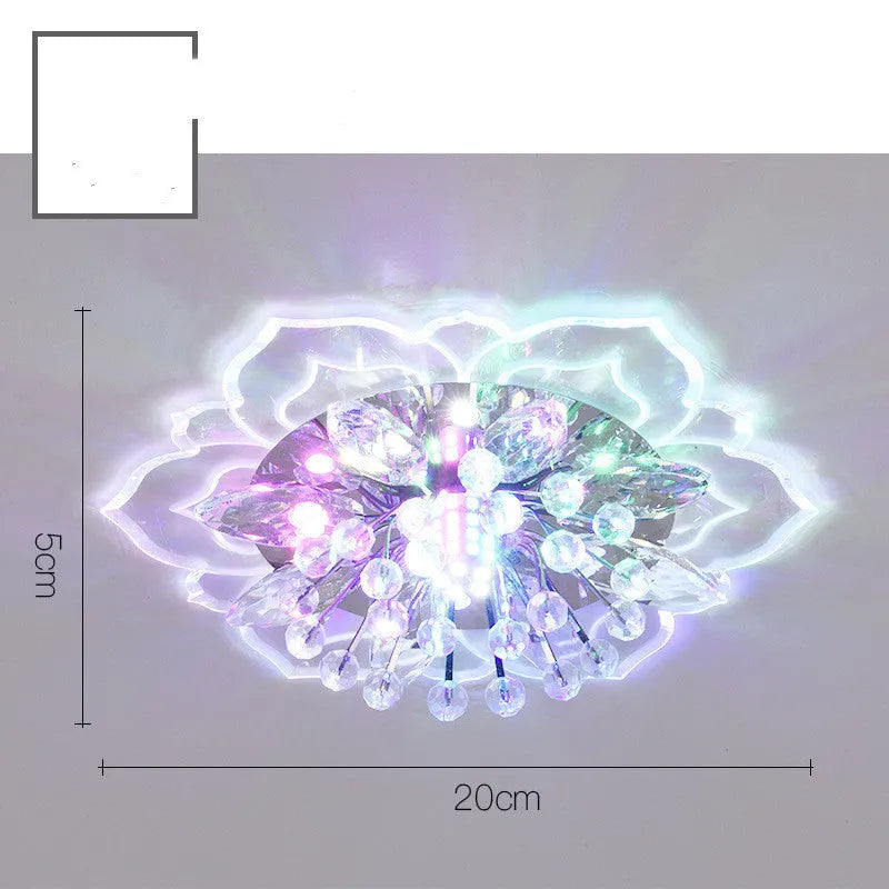 Small modern crystal ceiling lamp with flower-shaped shade and LED light for rooms up to 10 square metres