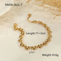 Stainless steel hollow heart bracelet with 18K gold plating in geometric style
