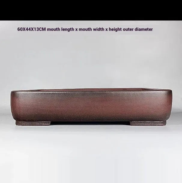 Handmade rectangular antique purple clay flower pot measuring 60x44x13cm