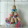 Parrot gnawing toy with paper cup and palm weaving construction hanging at 38cm height