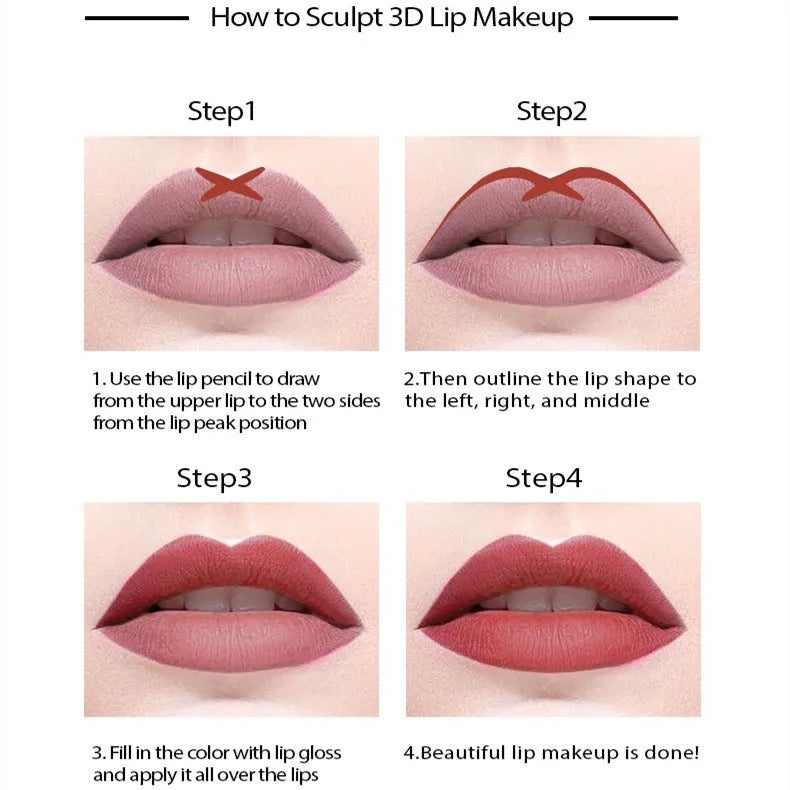 Matte finish lip liner pencil in wood-toned shades with water-resistant 24-hour formula