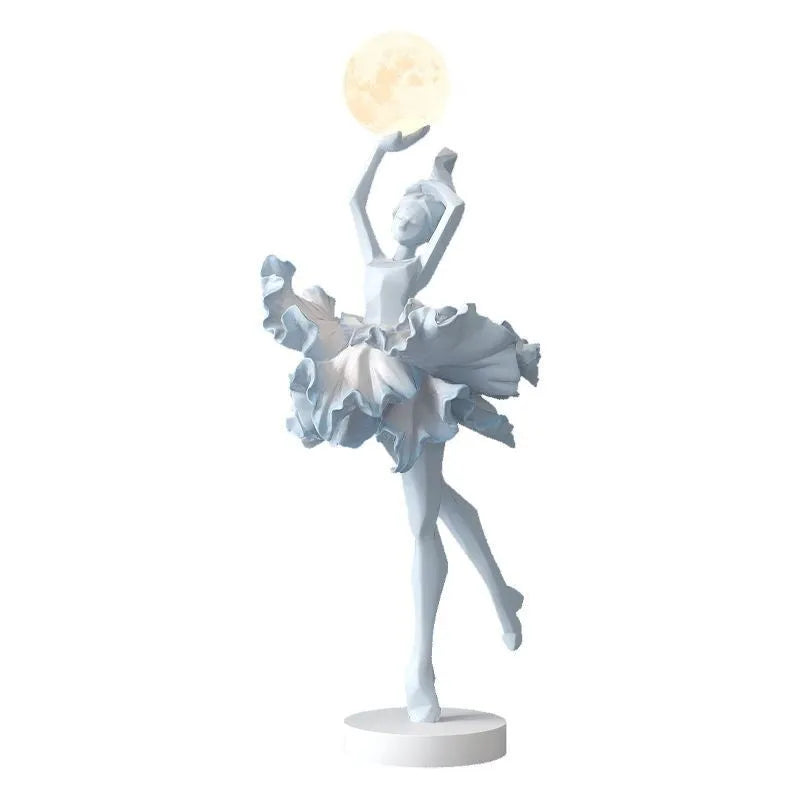 Art Girl modern USB night lamp in black gold, white, pink, or light blue resin finish.