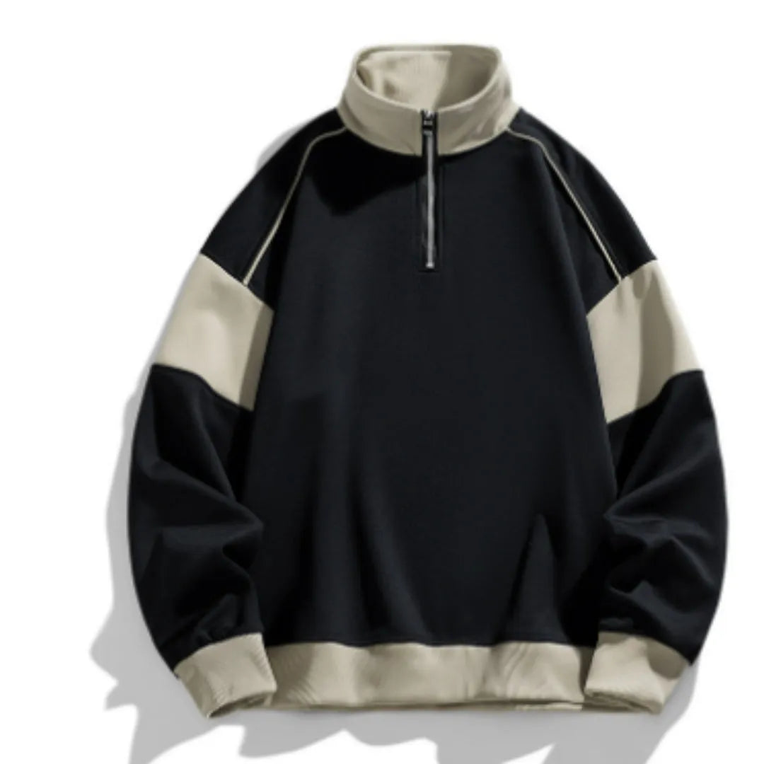 Men's hooded corduroy pullover sweater with drop shoulder design in beige colour
