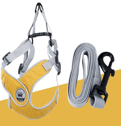 Adjustable dog and cat harness with breathable mesh material and metal D-ring in multiple colour options