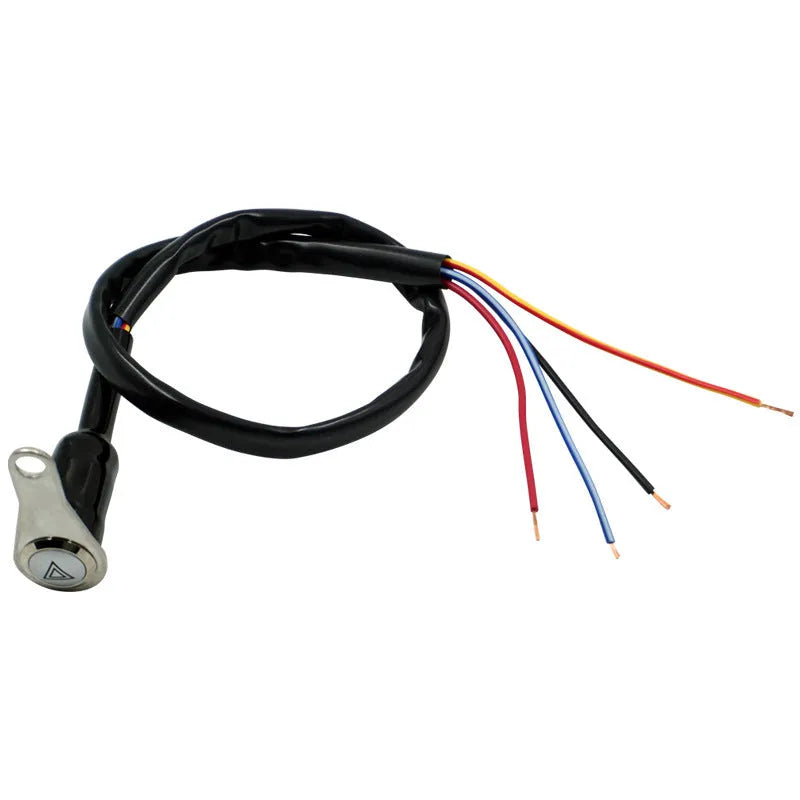 Black stainless steel motorcycle double flash switch with illuminated ring and 7mm mounting