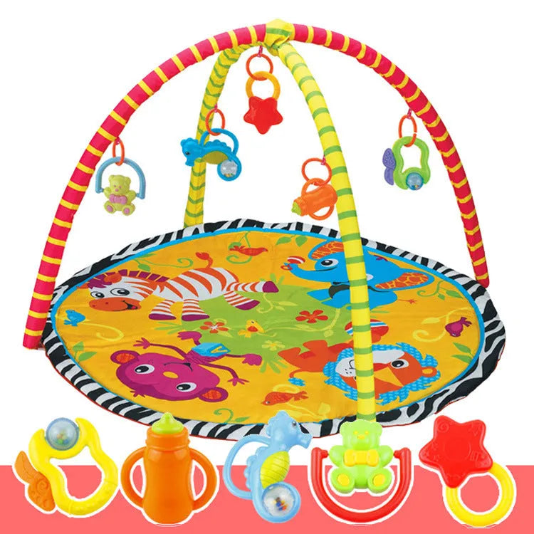 Velvet baby gymnastic game blanket in small animal or big animal design for floor play.