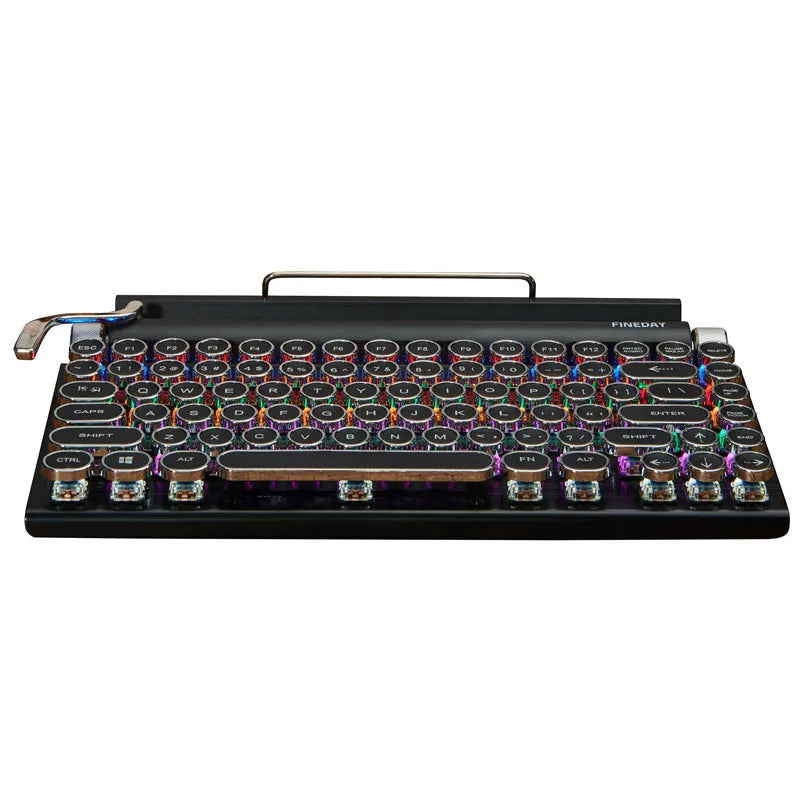 Black retro typewriter mechanical keyboard with Bluetooth and backlight