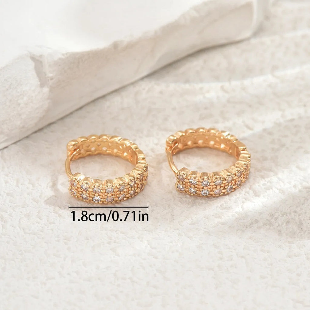 Women's geometry pattern copper ear studs with dot and ring design in European American style