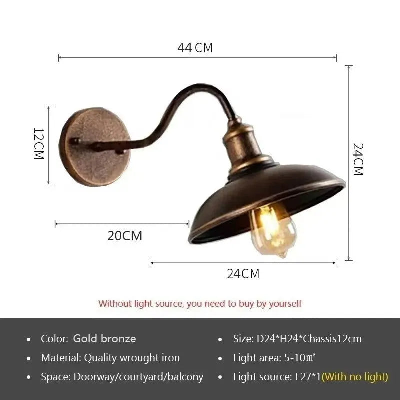 Villa courtyard wall lamp showing adjustable right or oblique angle design in copper or silver finish