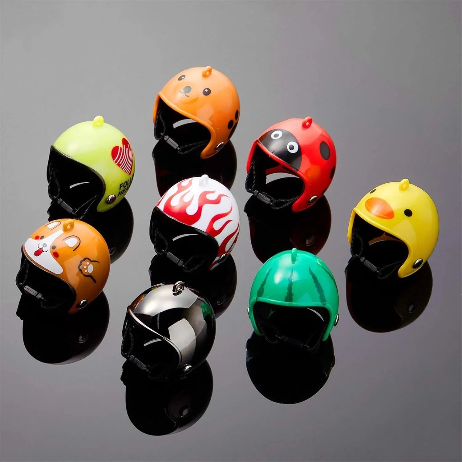 Small pet safety helmet on chicken with adjustable elastic bands and sponge lining