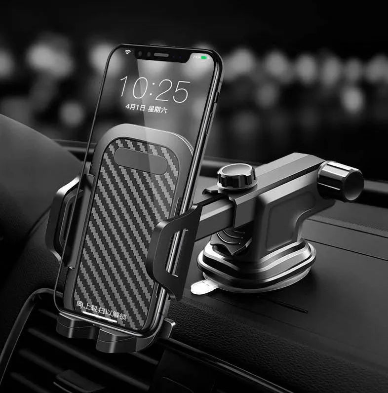 Black dashboard car phone holder showing phone compatibility range of 4.0 to 7.0 inches