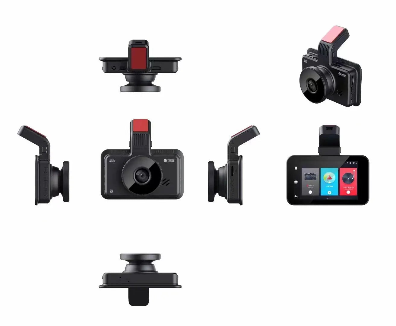3-inch HD car DVR dashboard camera with dual lens recording system showing front and rear camera placement