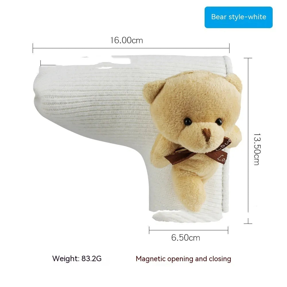 Golf putter sleeve with novelty design options for straight bar clubs