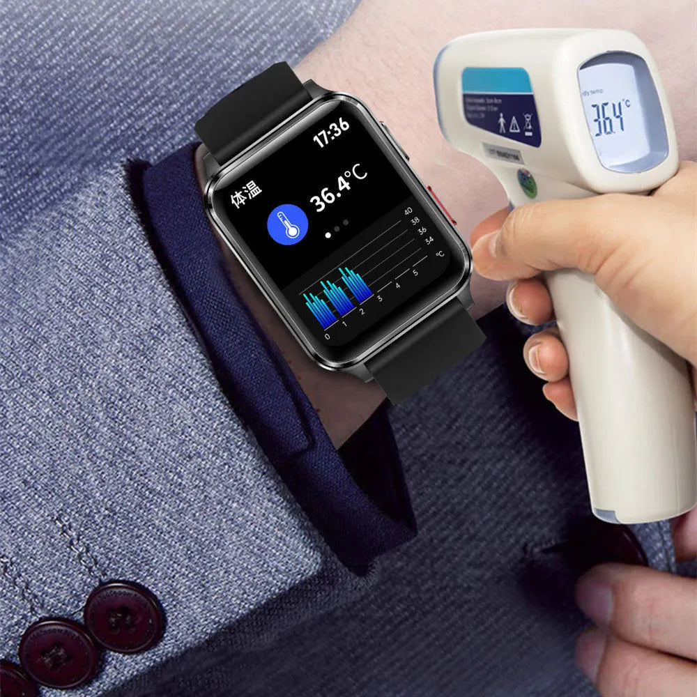 Air Type multi-sport watch with 1.70 inch screen on a blue silicone wristband