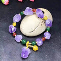 Natural amethyst bracelet with fu character engraving on purple gemstone beads