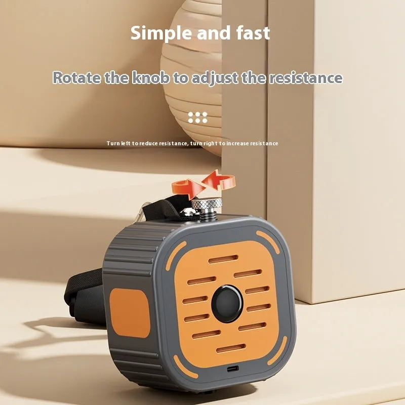 Adjustable power pump chest expander in vibrant orange on a grey background