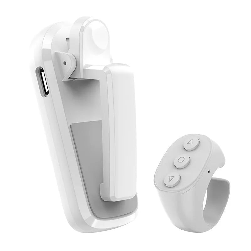Smart wireless page turner remote and clicker in black, white, or pink colours.