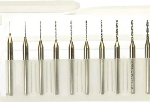 Close-up of an imported tungsten carbide micro-engraving bit for PCB and hardware processing.