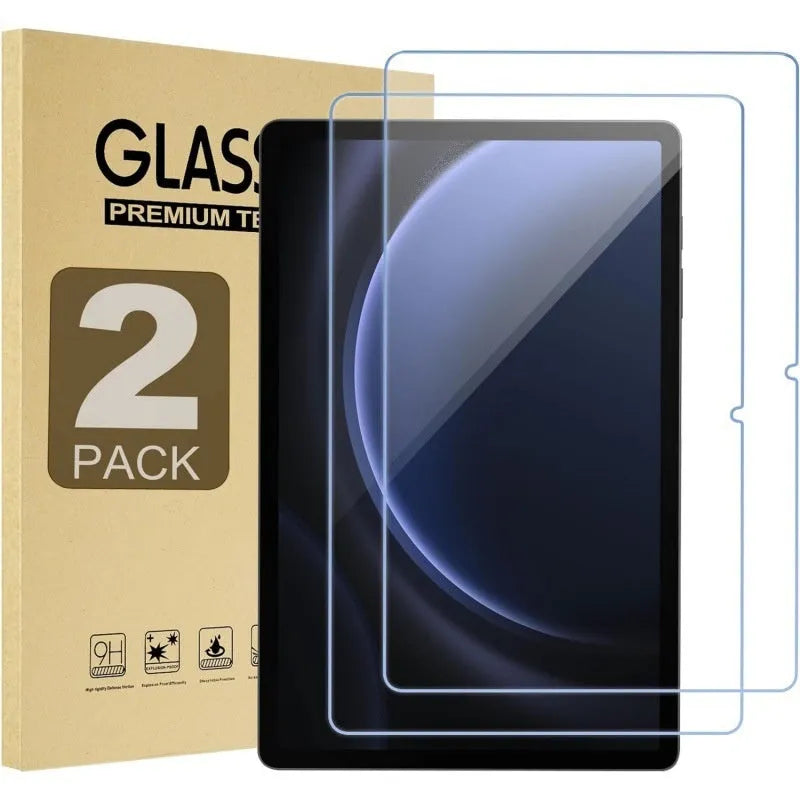 Samsung Galaxy tablet with tempered glass screen protector showing HD clarity and edge-to-edge coverage