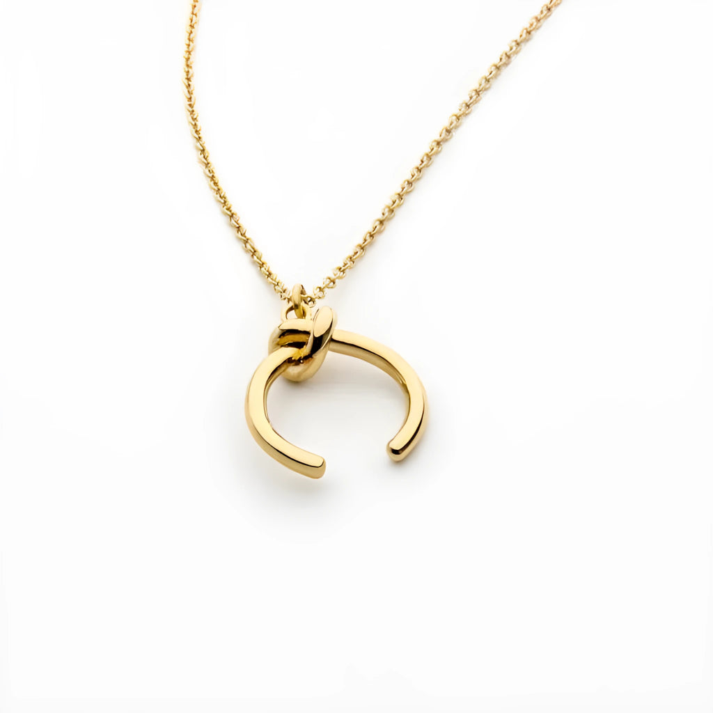 Geometric copper pendant necklace with cross chain in gold or silver electroplated finish