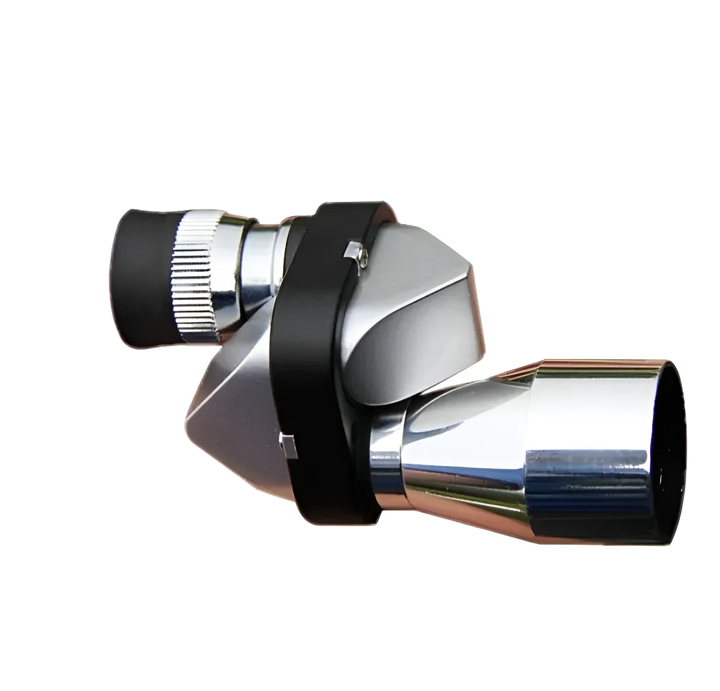 Compact silver aluminium alloy 8x20 pocket monocular telescope with lens caps, on a canvas bag with cleaning cloth.