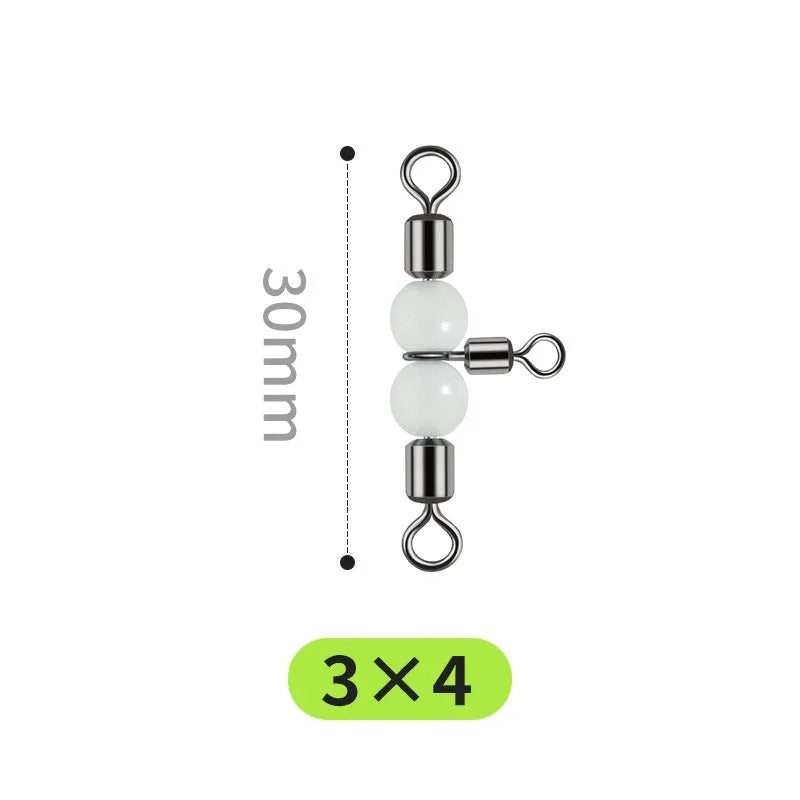 Copper three-fork luminous swivel bead and T-type balance fork ring fishing lure accessories.