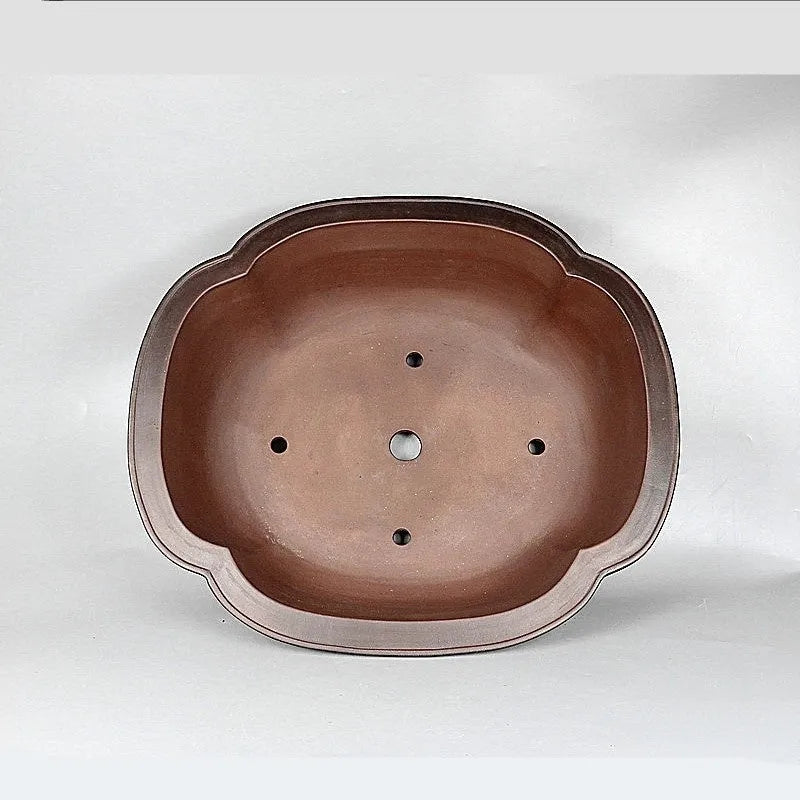 Handmade antique crabapple shaped purple clay flowerpot measuring 74cm long