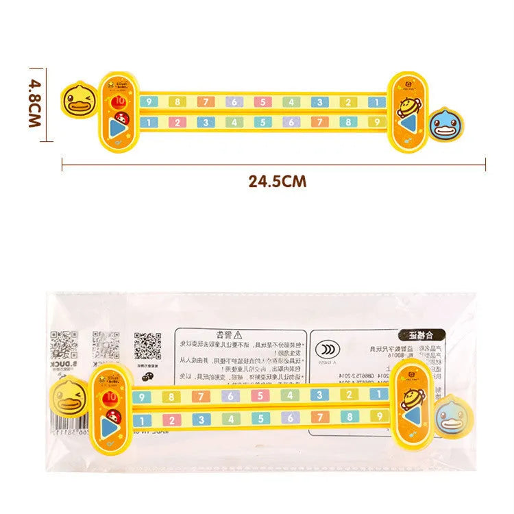 Yellow plastic cartoon digital decomposition ruler for children aged 3+ measuring 24.5cm