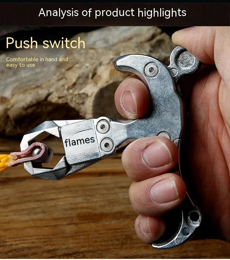 Close-up of a zinc alloy archery release aid with a two-axis harpoon clip mechanism.