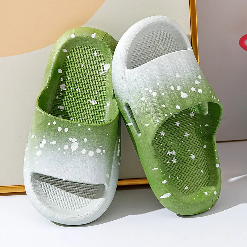 Children's gradient colour PVC slippers with non-slip sole showing European and American styling