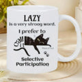 White ceramic thermal transfer mug with capacity markings showing 11oz