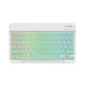 10-inch backlit Bluetooth wireless keyboard for tablets showing colourful LED lighting.