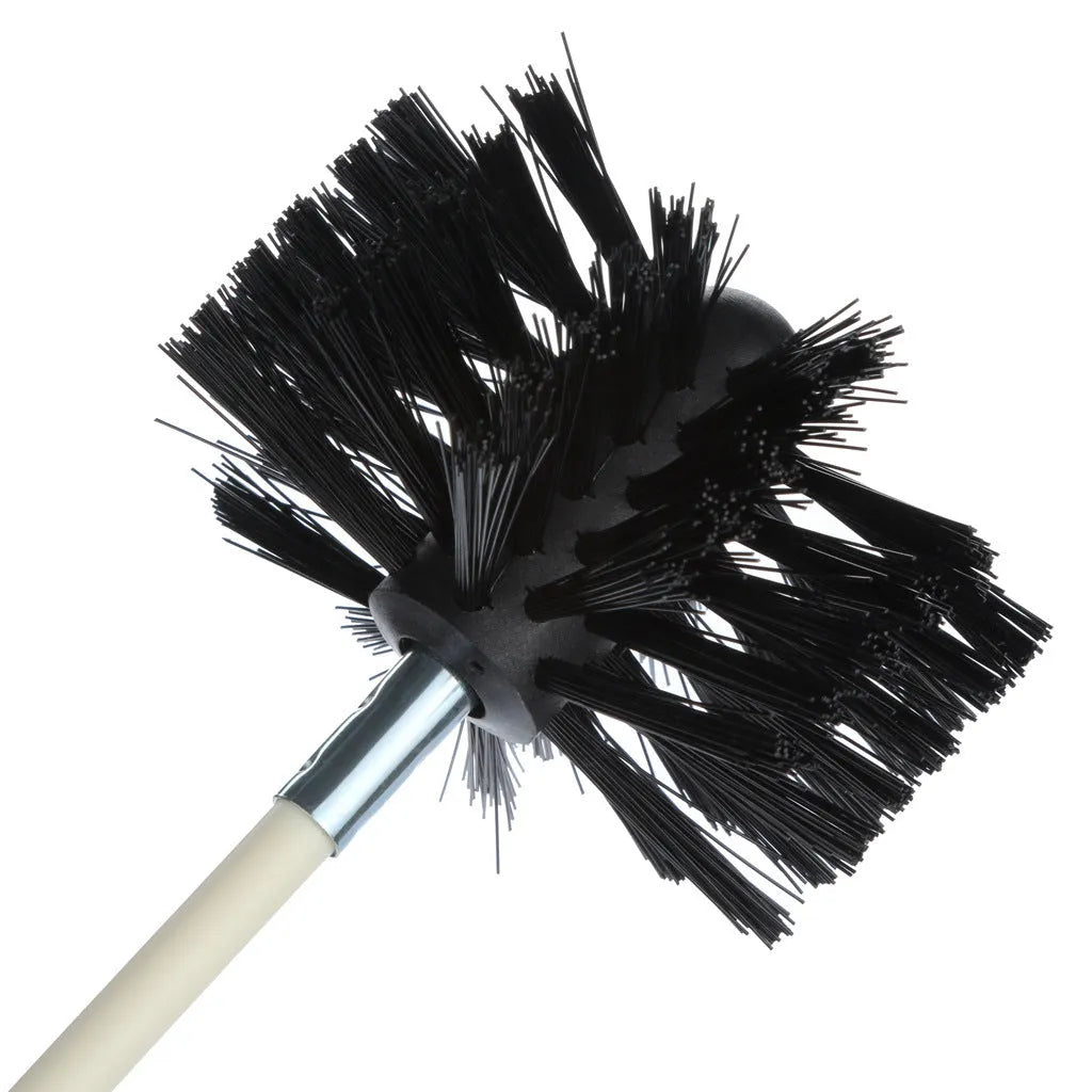 Flexible 600mm long dryer vent and chimney cleaning brush with nylon bristles.