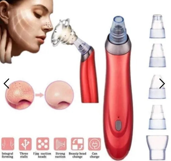Electric blackhead remover device with four nozzle attachments in different colours