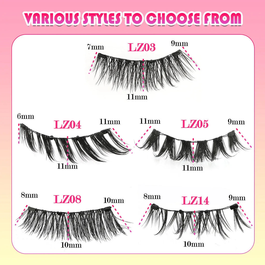 Reusable waterproof false eyelashes with natural thick style and glue-free strip