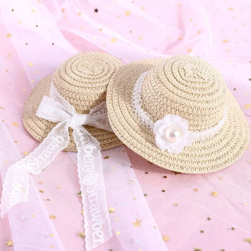Handmade adjustable paper pet hat with a bowknot for a dog or cat, shown in a solid colour.