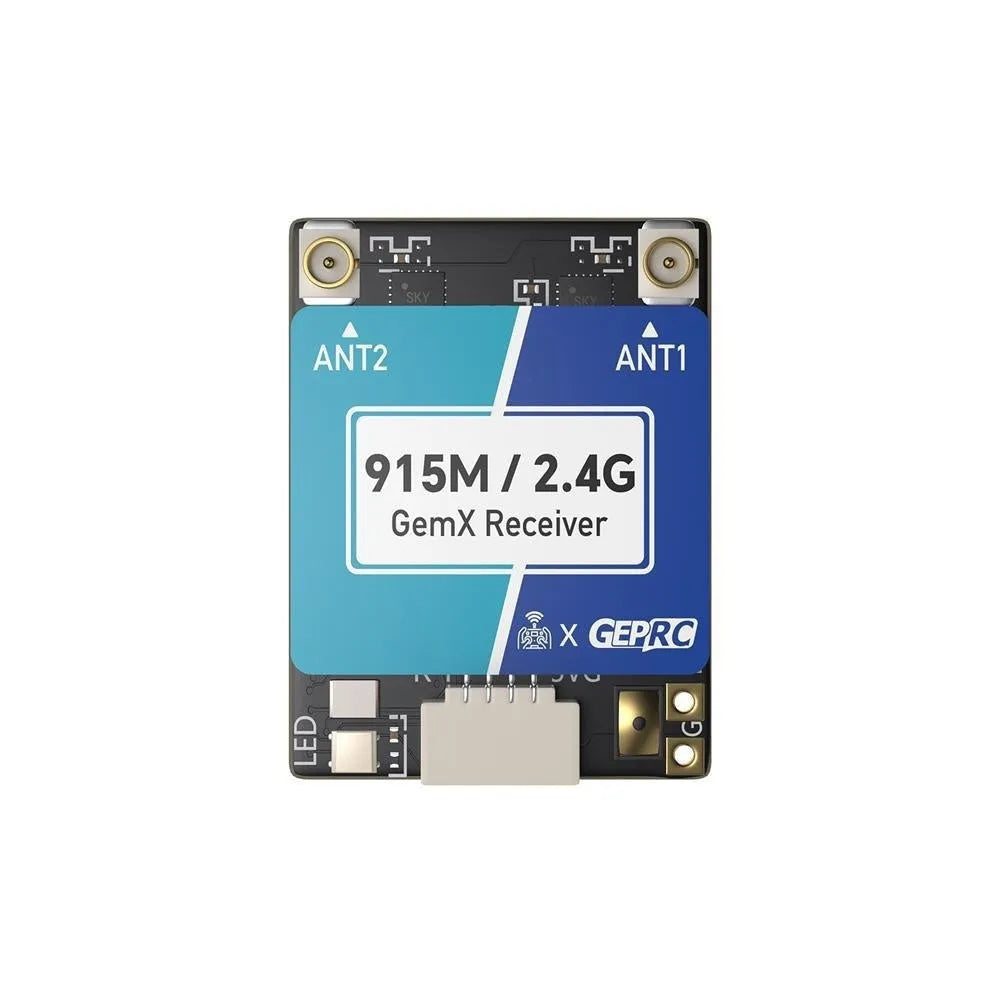 ELRS dual-frequency 915M 2.4G FPV drone receiver with metal case and T-shaped antennae