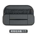 Black leather car seat rear storage bag with adjustable compartments