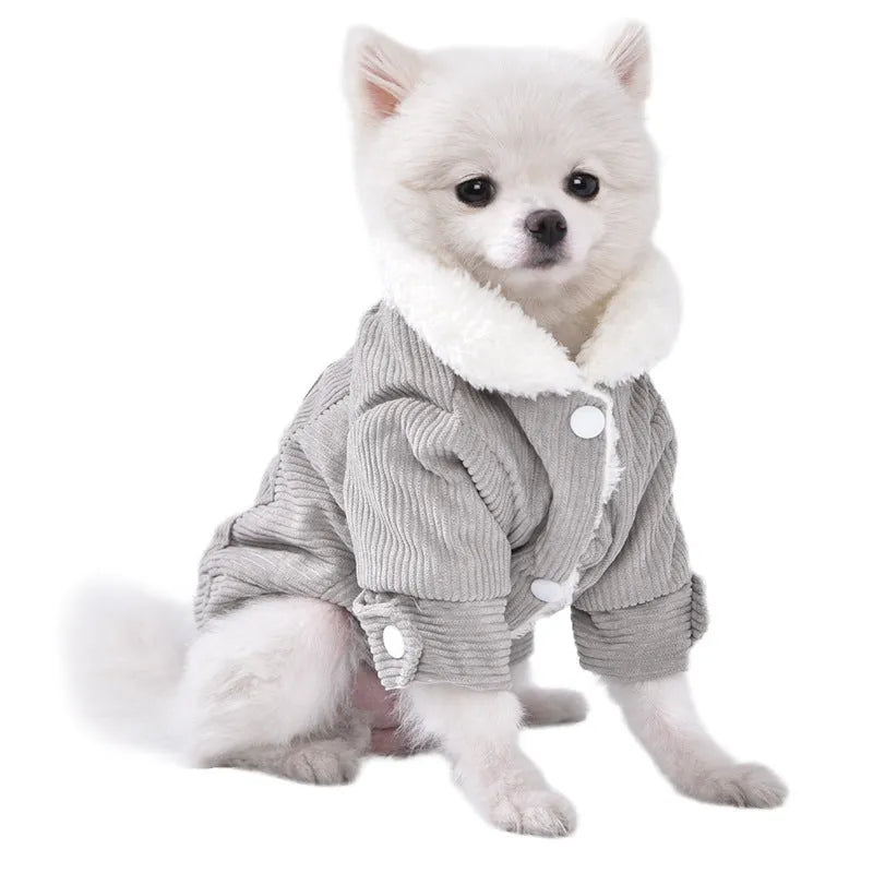 Lambswool grey dog vest with fleece lining for autumn and winter warmth