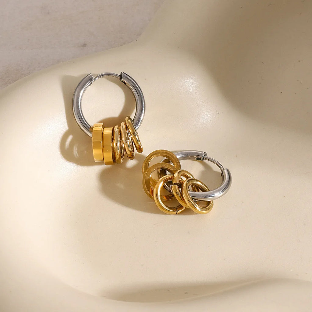 Stainless steel colour matching earrings with electroplated finish in ins style