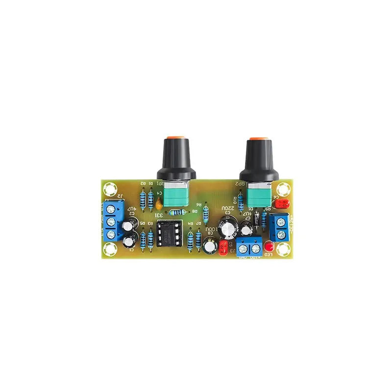 Single power supply 10-24V bass boost front stage audio circuit board on FR-4 PCB