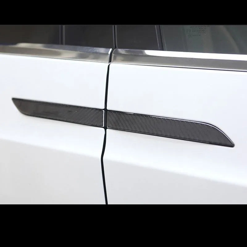 Carbon fibre door handle protection stickers for Tesla Model S with adhesive backing